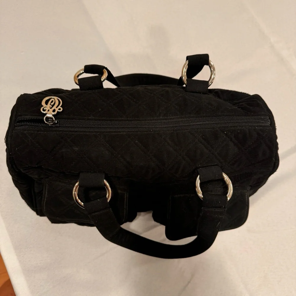 Vera Bradley black cargo microfiber satchel